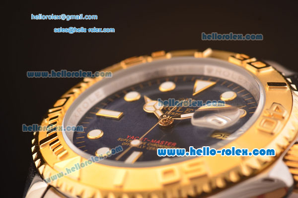 Rolex Yacht-Master Oyster Perpetual Chronometer Automatic Two Tone with Blue Dial,Gold Bezel and White Round Bearl Marking-Small Calendar - Click Image to Close